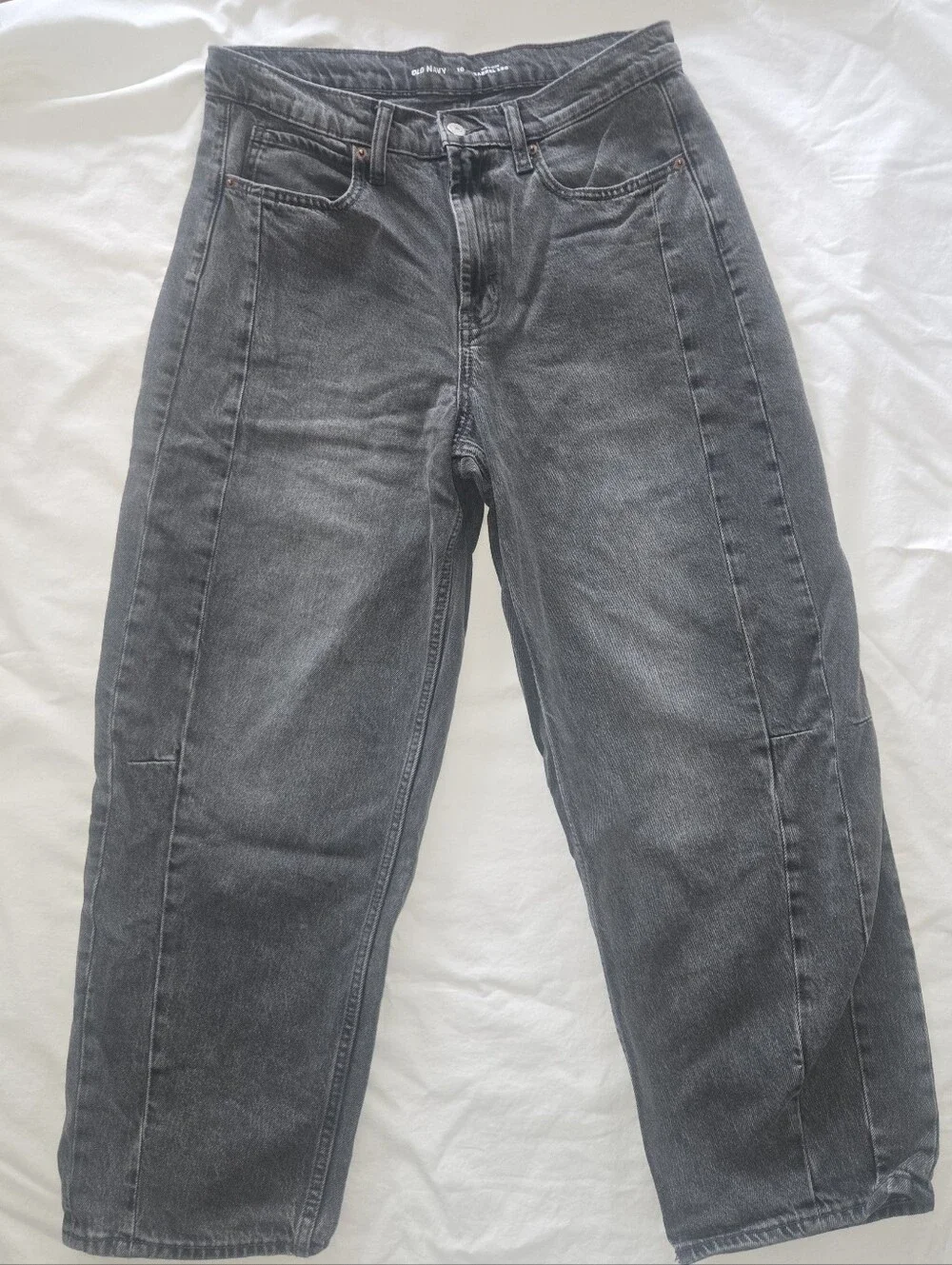Old Navy Womens High-Waist Barrel Jeans, Black Wash, Size 10